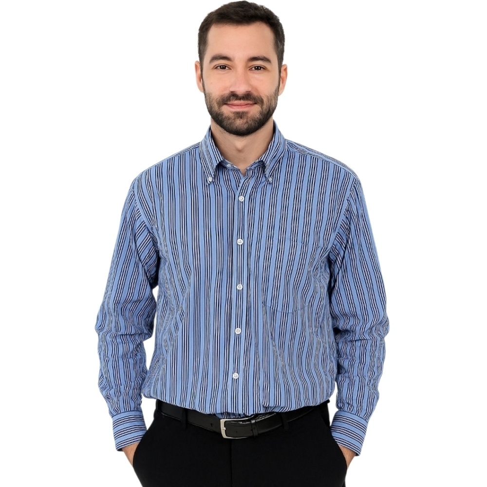 Tommy Hilfiger Men's Blue Striped Shirt Neck 15.5 NWOT